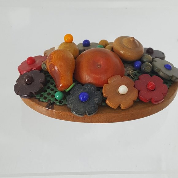 WWII Wooden Fruit Pin made in Czechoslovak. Rare - Picture 12 of 12